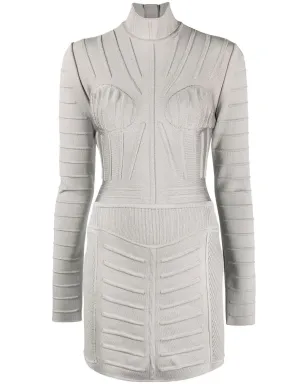 Balmain リブ編み長袖ミニドレス - グレー - サムネイル1