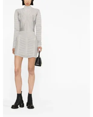 Balmain リブ編み長袖ミニドレス - グレー - サムネイル2