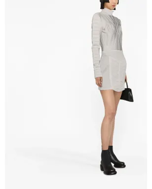 Balmain リブ編み長袖ミニドレス - グレー - サムネイル4