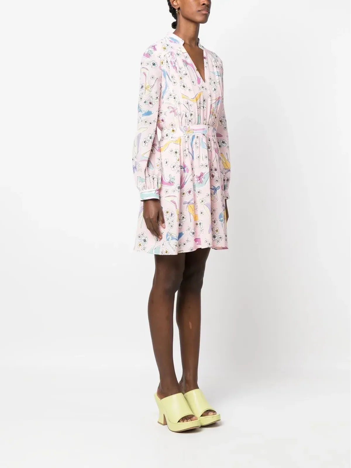 Boutique Moschino 花柄プリント長袖ミニドレス - ピンク - 画像3