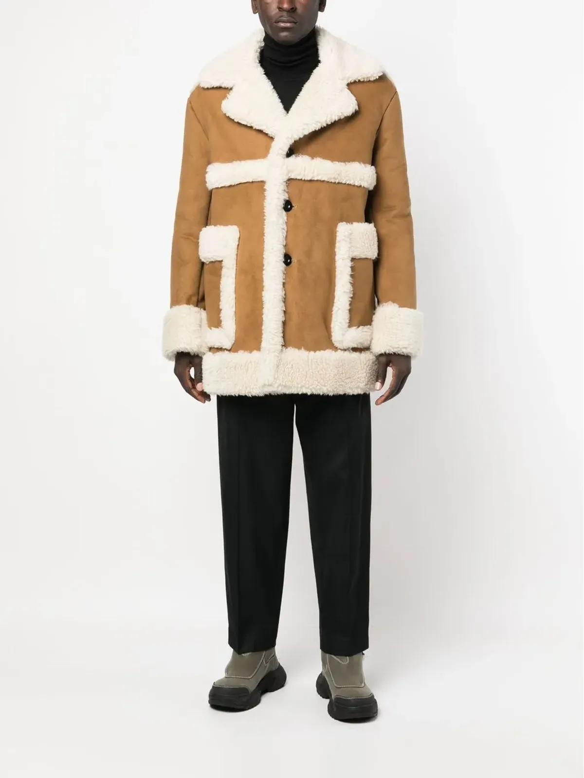 sacai フェイクシアリング シングルブレストコート - 画像2