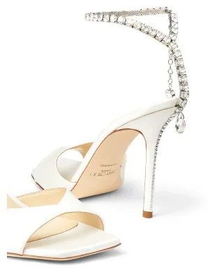 Jimmy Choo Saeda crystal-strap sandals - White - サムネイル5
