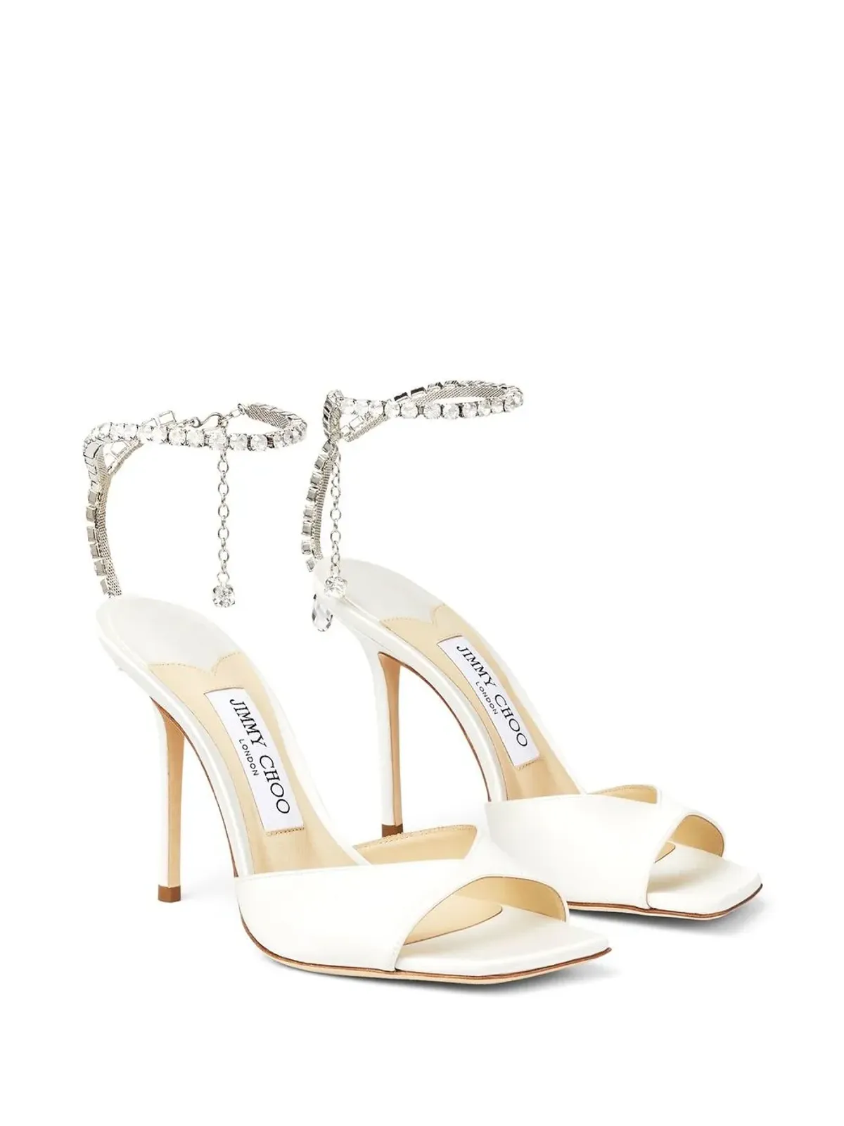Jimmy Choo Saeda crystal-strap sandals - White - 画像2