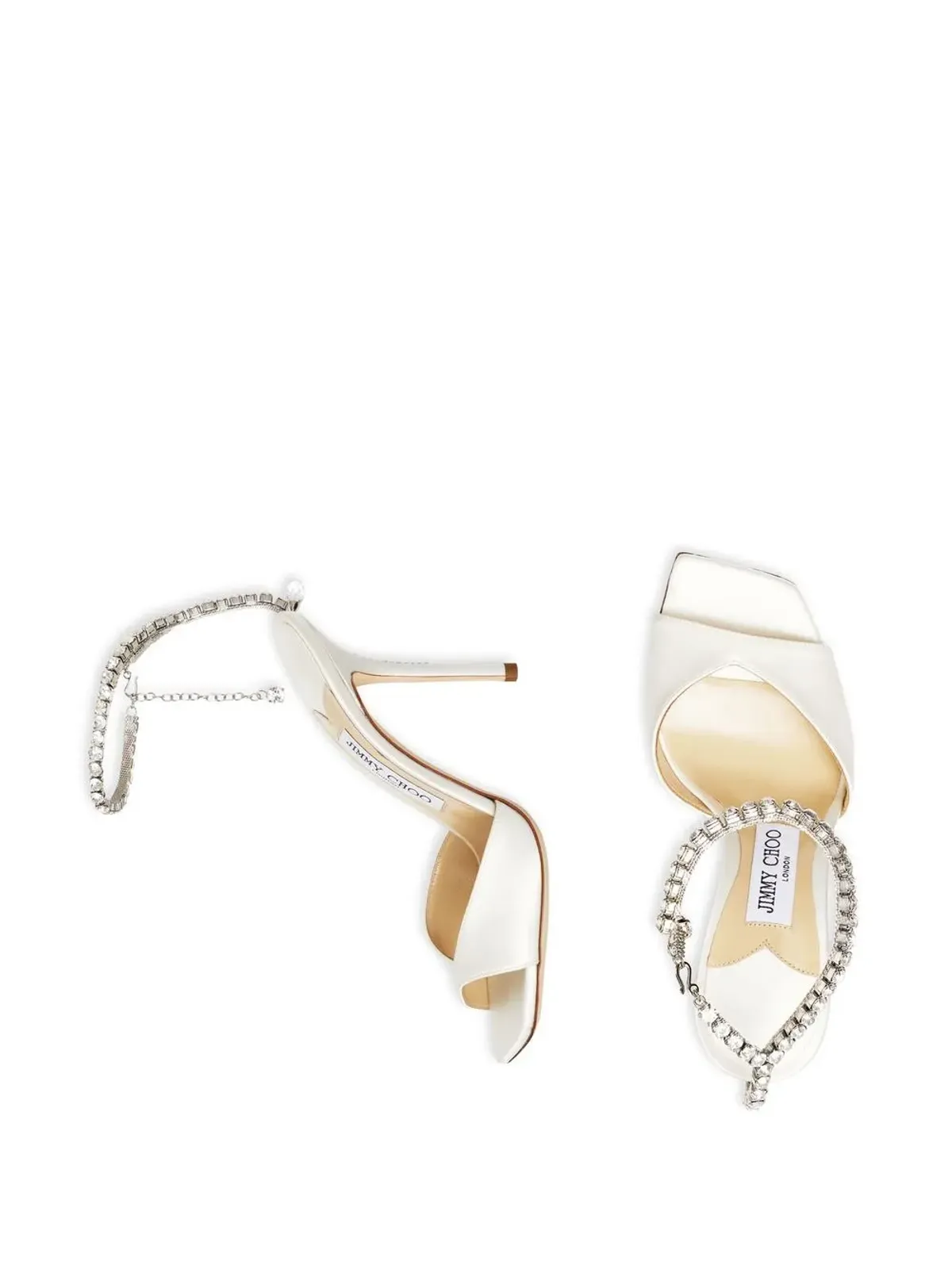Jimmy Choo Saeda crystal-strap sandals - White - 画像4