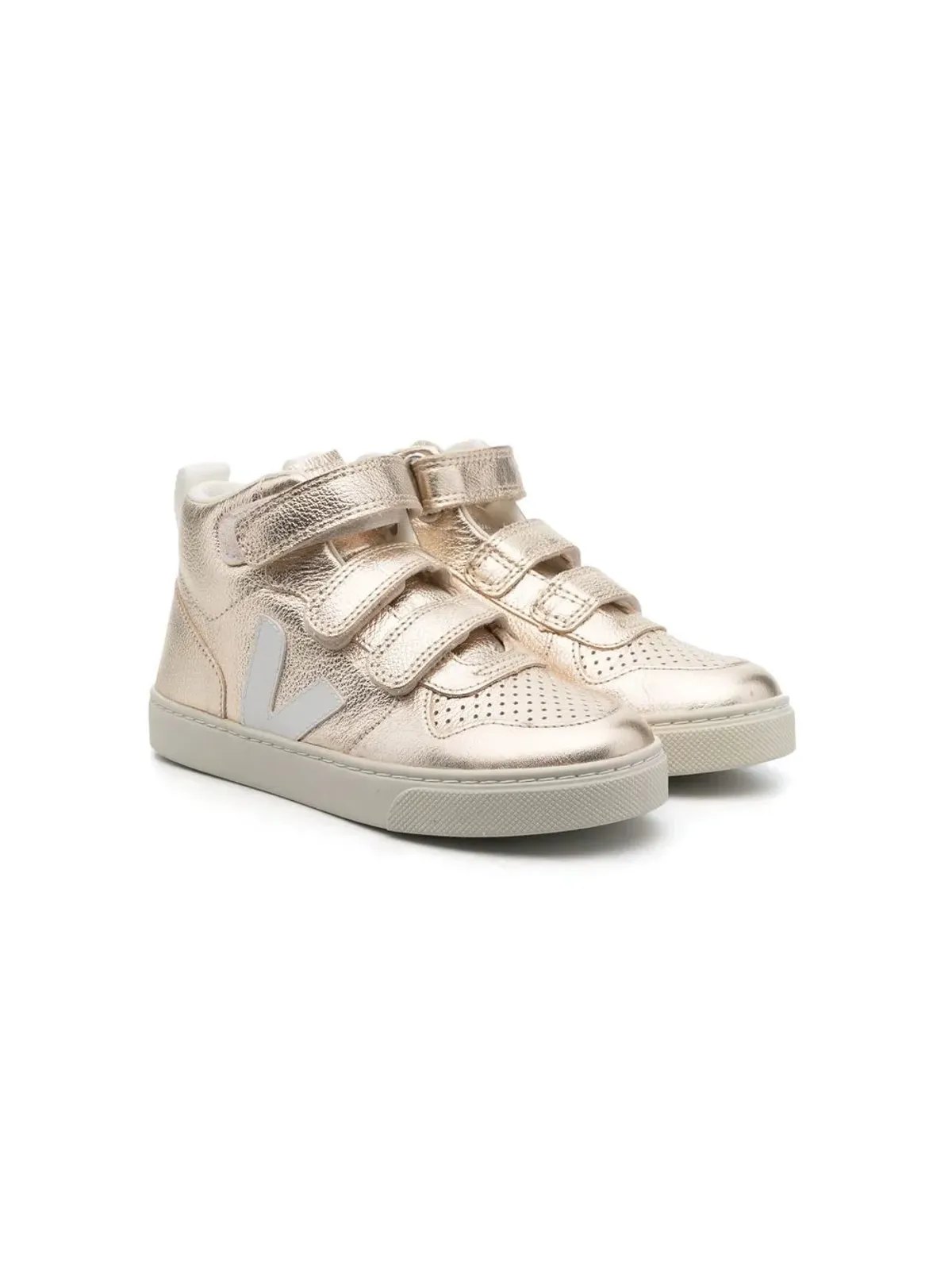 VEJA Kids メタリック ハイカットスニーカー - イエロー - 画像1