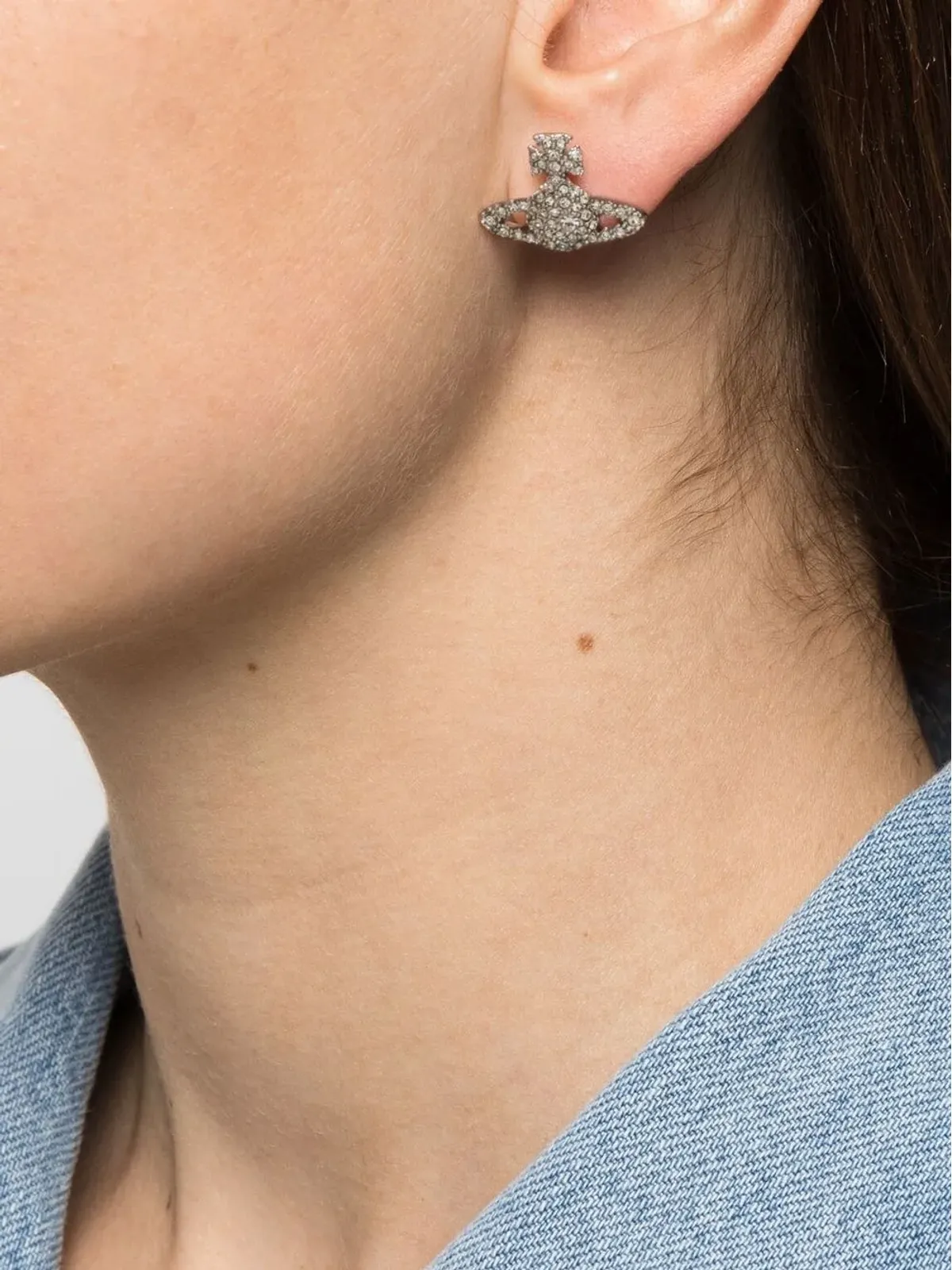 Vivienne Westwood クリスタル装飾 ロゴ スタッド ピアス - 画像2