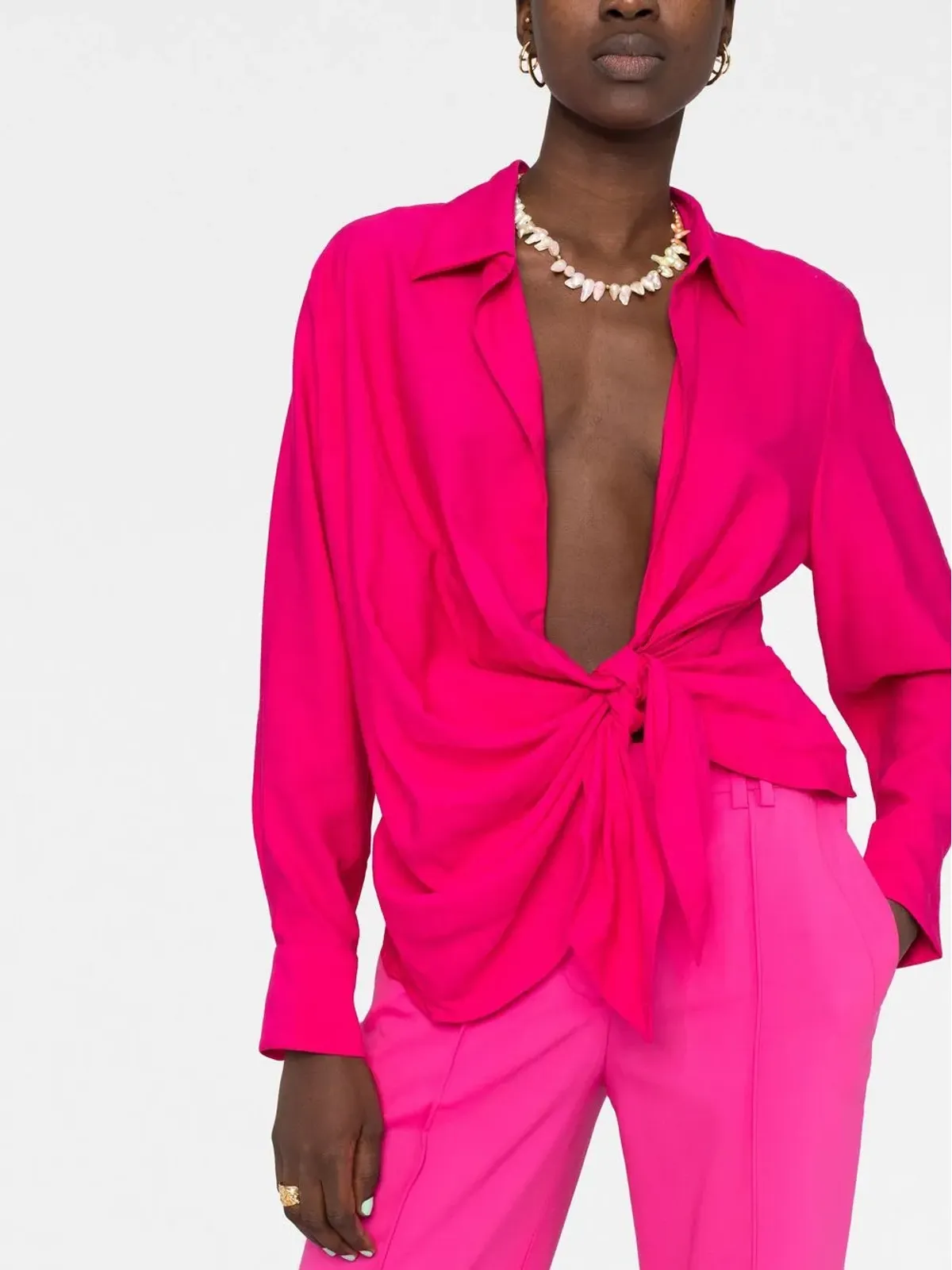 Jacquemus ノットディテール長袖シャツ - ピンク - 画像5