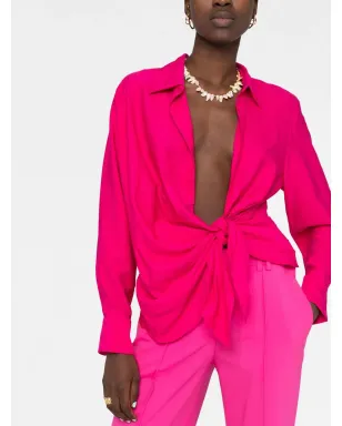 Jacquemus ノットディテール長袖シャツ - ピンク - サムネイル5