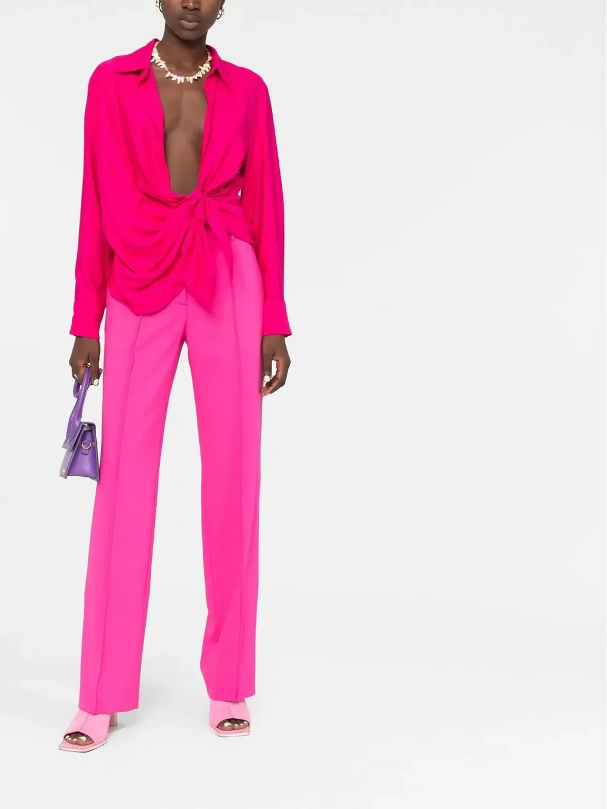Jacquemus ノットディテール長袖シャツ - ピンク - 画像2