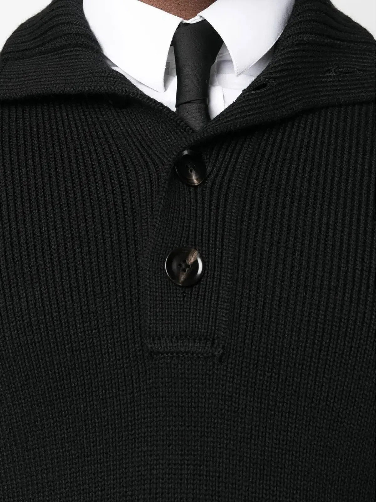 TOM FORD リブ編みクォーターボタン ジャンパー - ブラック - 画像4
