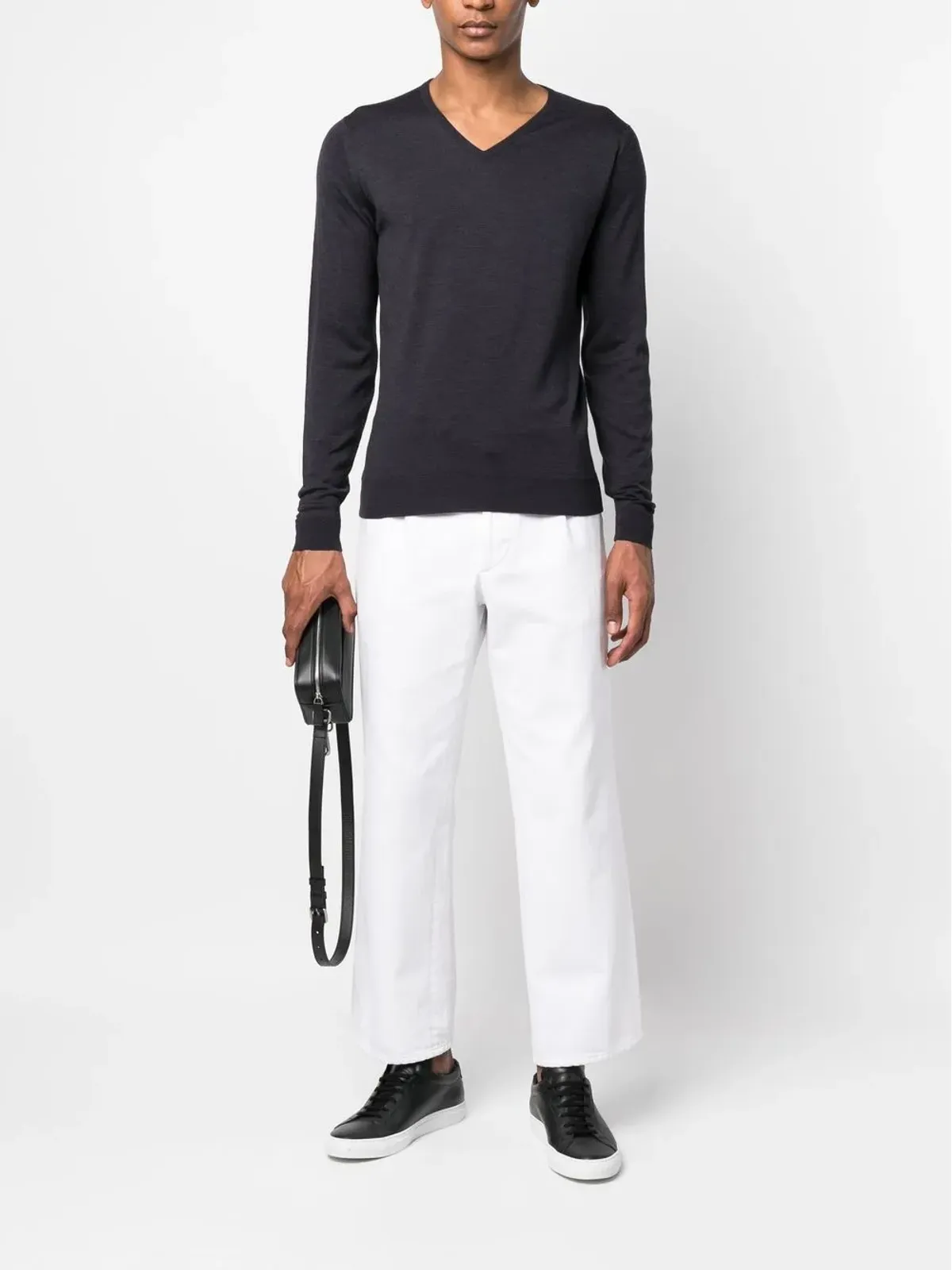 John Smedley V-neck 長袖ニットセーター - グレー - 画像2
