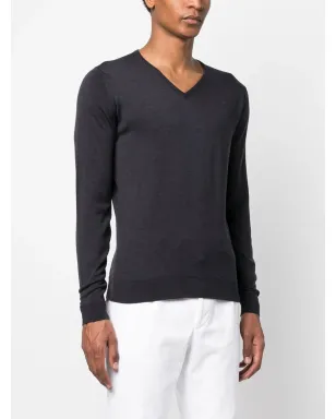 John Smedley V-neck 長袖ニットセーター - グレー - サムネイル3