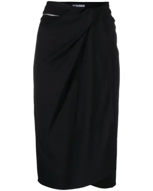 Jacquemus Bodri gathered midi skirt - Black - サムネイル1