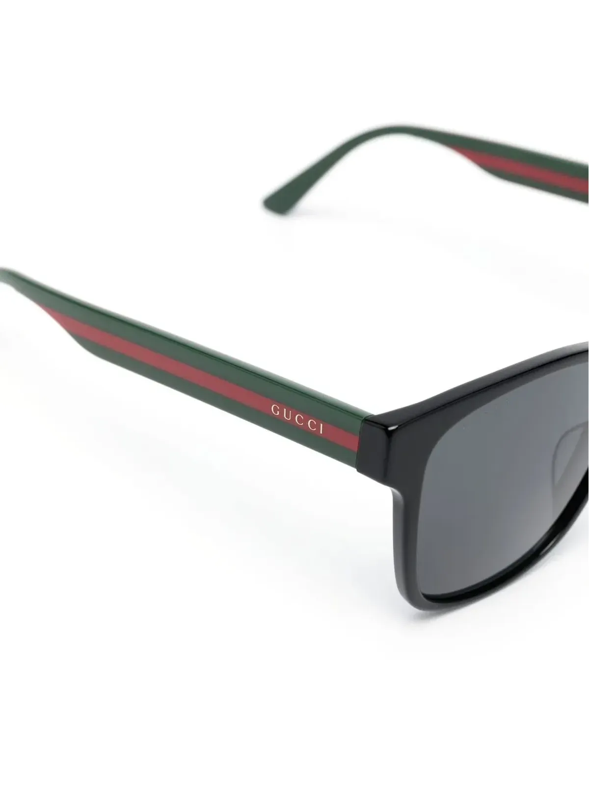 Gucci Eyewear ストライプ柄スクエアフレームサングラス - ブラック - 画像3