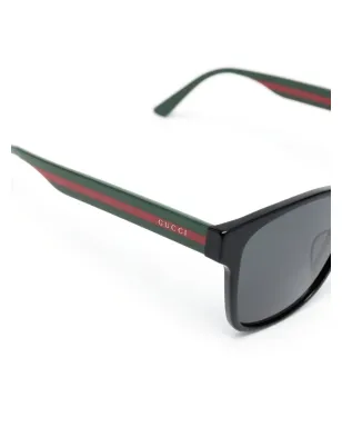 Gucci Eyewear ストライプ柄スクエアフレームサングラス - ブラック - サムネイル3