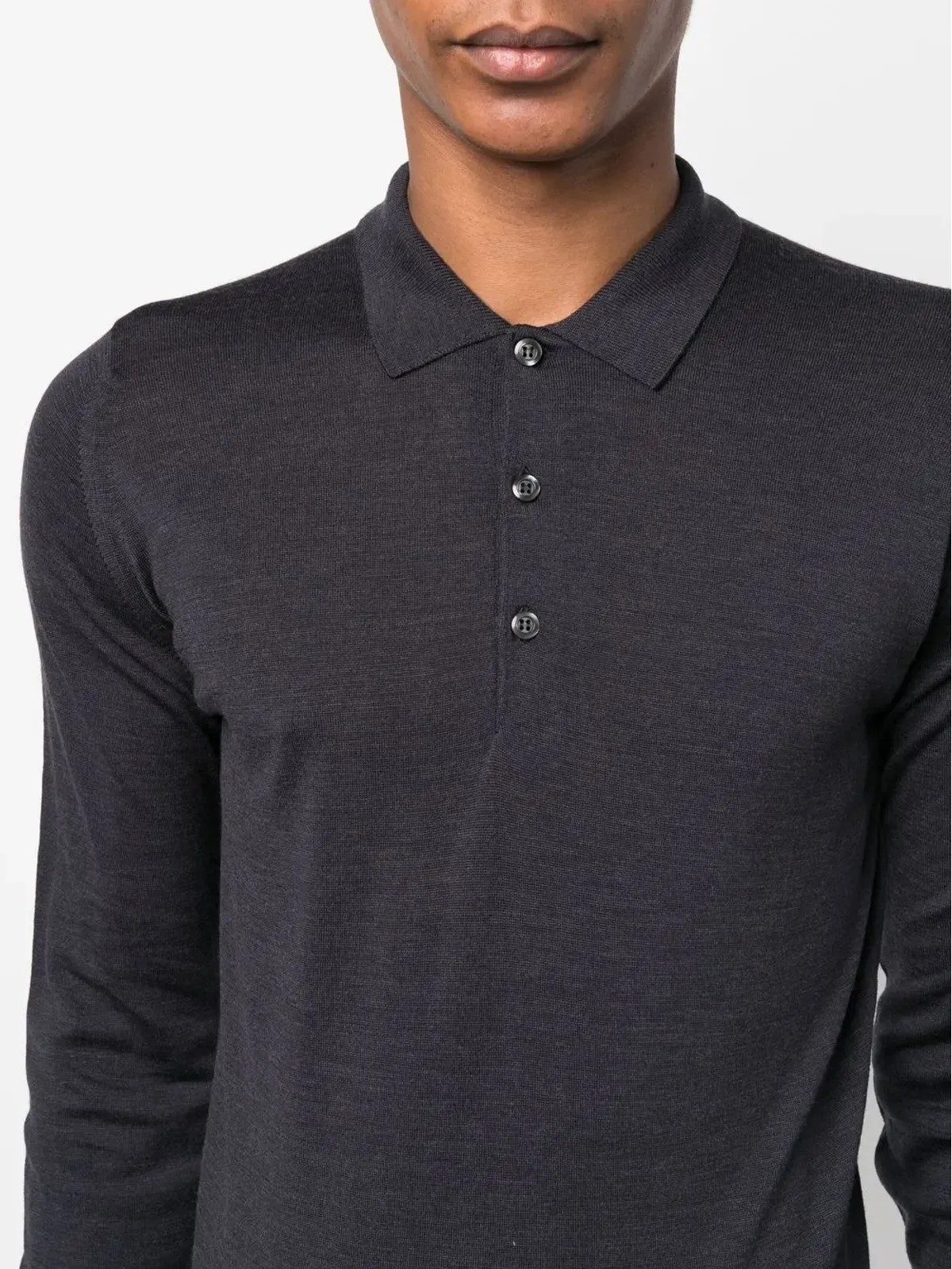 John Smedley ボタンフロント長袖ポロシャツ - 画像5