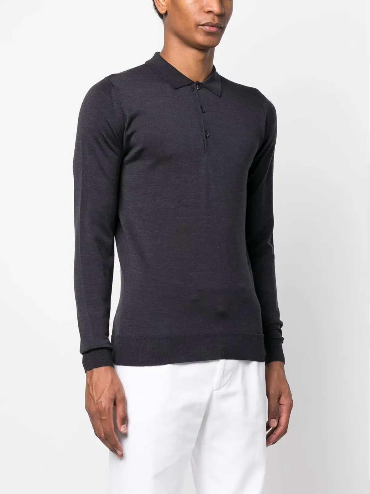 John Smedley ボタンフロント長袖ポロシャツ - 画像3