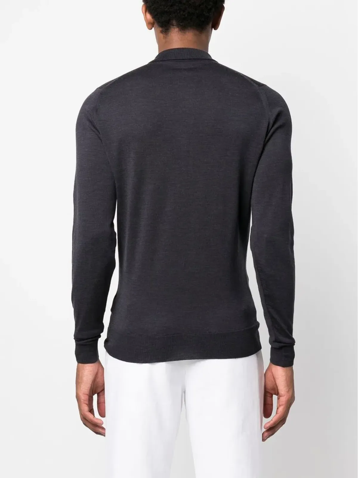 John Smedley ボタンフロント長袖ポロシャツ - 画像4