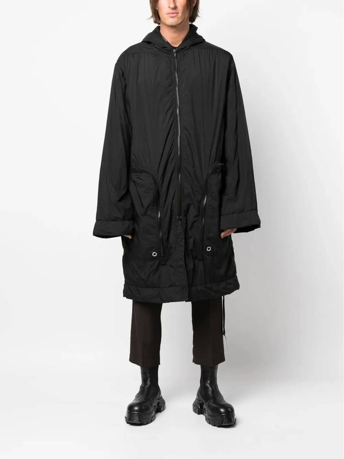 Rick Owens DRKSHDW フード付きキルティングコート - 画像2