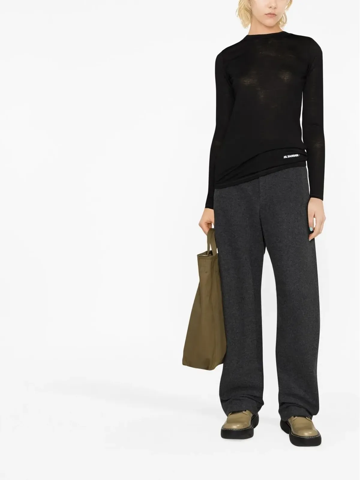 Jil Sander ロゴプリント長袖Tシャツ - 画像2