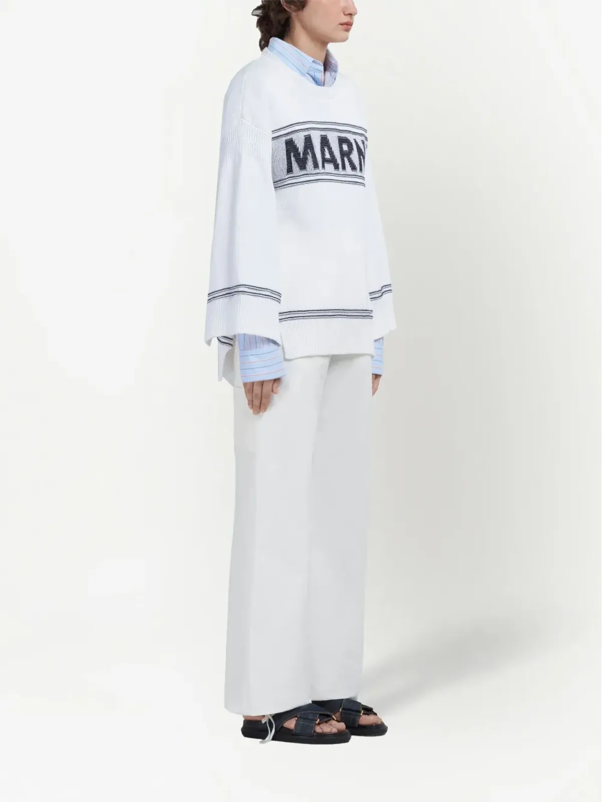 Marni 刺繍ロゴ入りストレートパンツ - 画像2