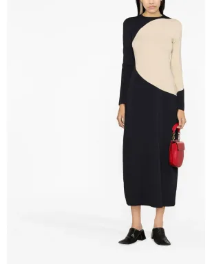 Tory Burch カラーブロック ミディドレス ブラック - サムネイル2