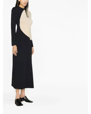 Tory Burch カラーブロック ミディドレス ブラック - サムネイル3