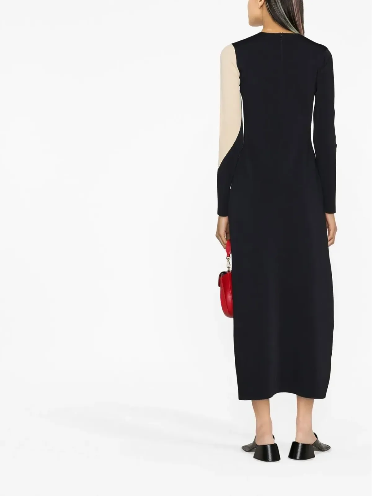 Tory Burch カラーブロック ミディドレス ブラック - 画像4