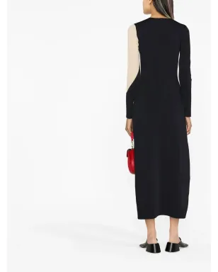 Tory Burch カラーブロック ミディドレス ブラック - サムネイル4