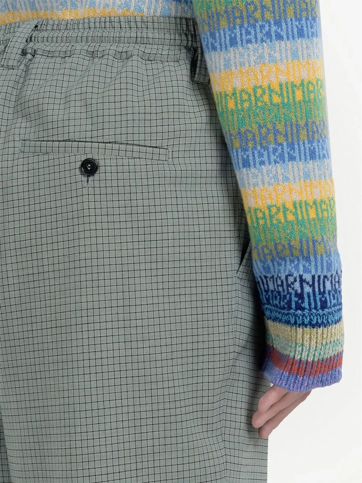 Marni グリッド柄 ミッドライズパンツ - グリーン - 画像5