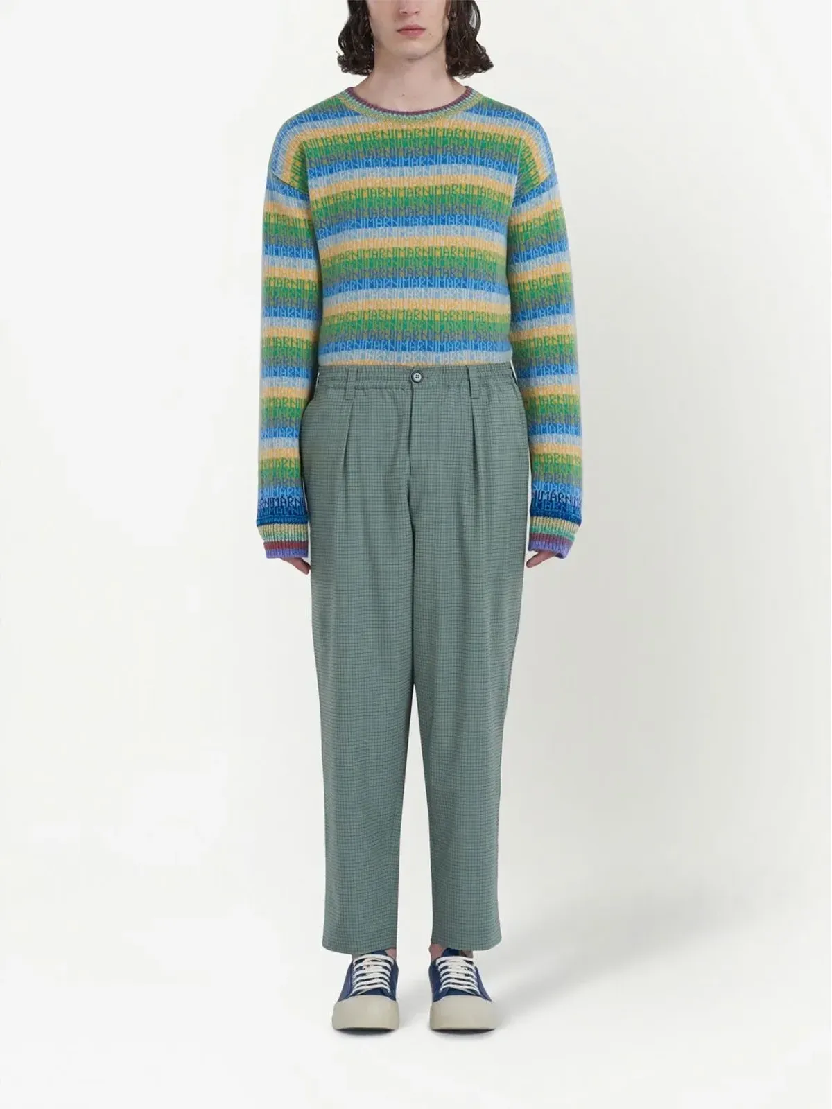Marni グリッド柄 ミッドライズパンツ - グリーン - 画像2