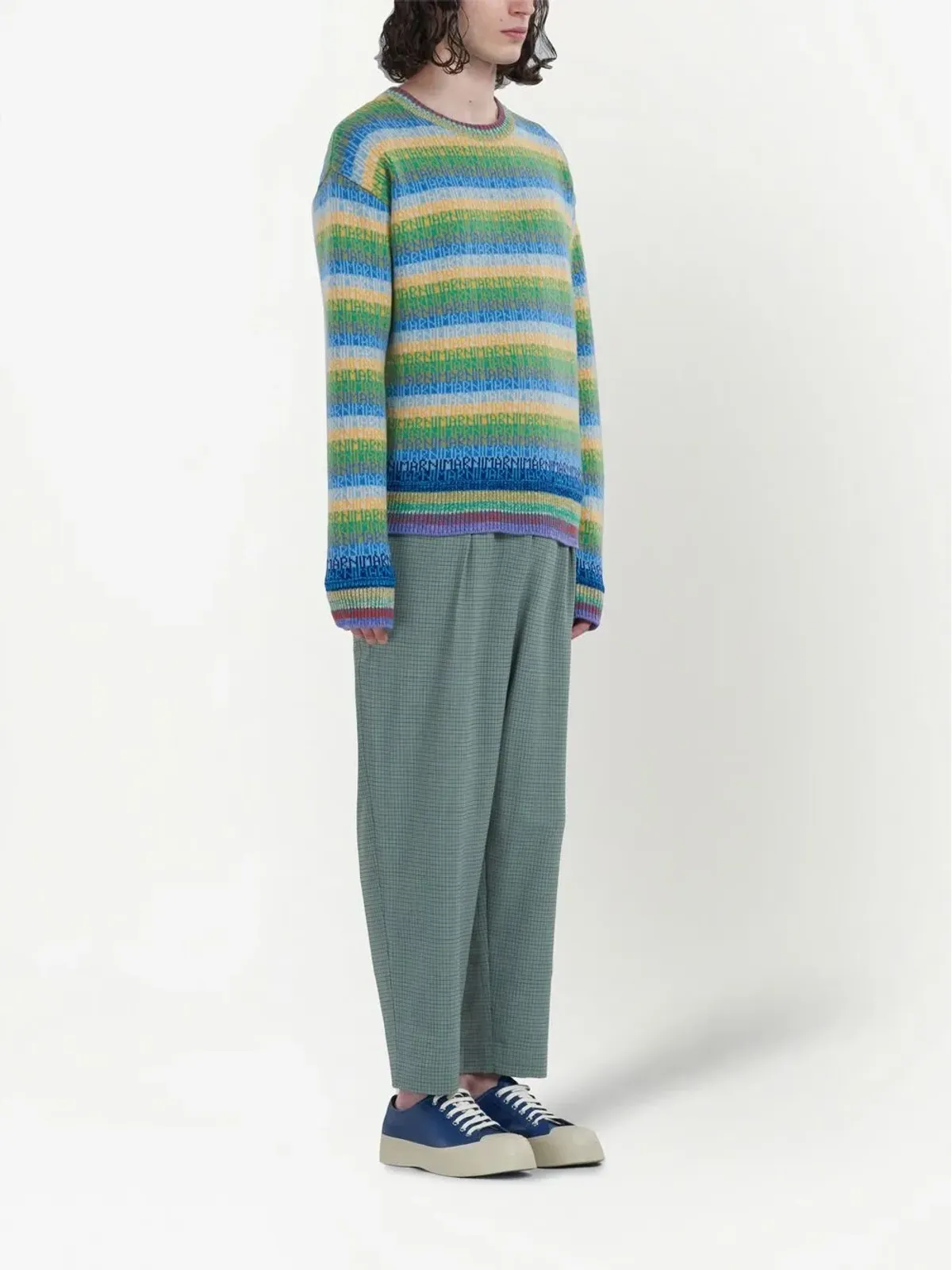 Marni グリッド柄 ミッドライズパンツ - グリーン - 画像3