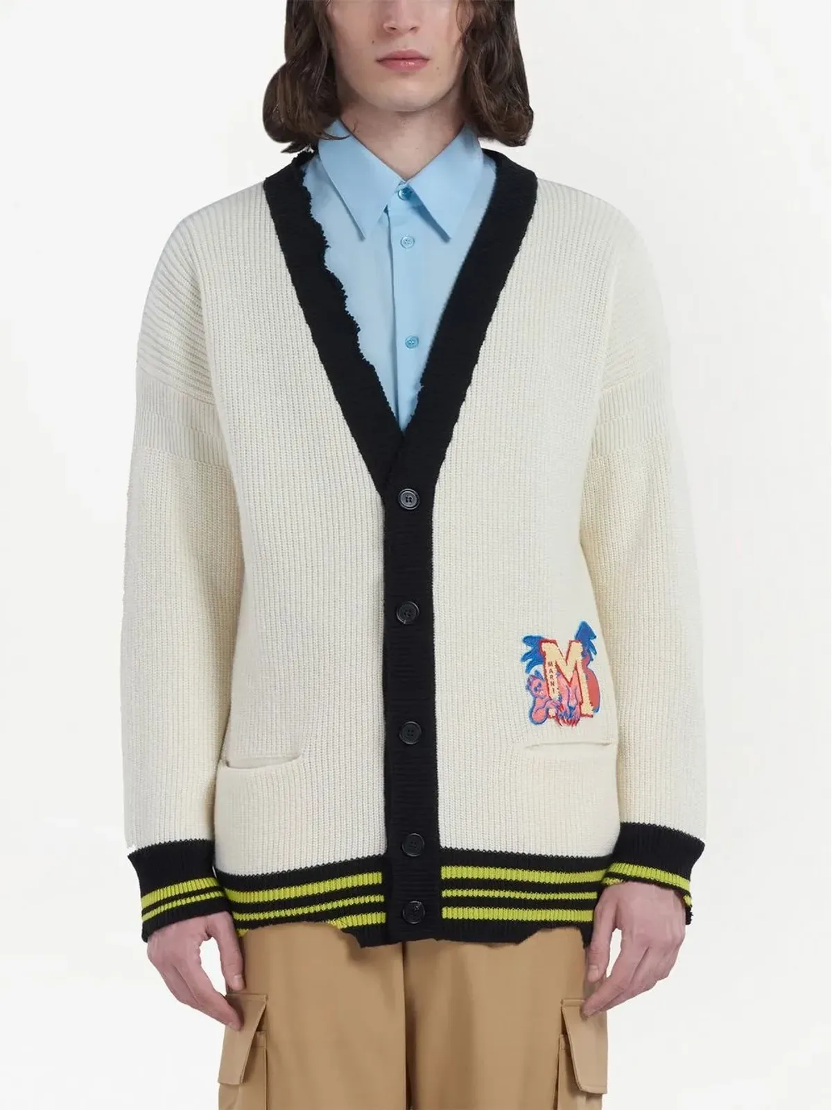 Marni ロゴパッチ付きニットカーディガン - 画像3