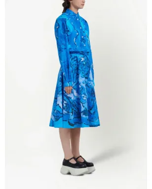 Marni ペインタリープリントのAラインスカート - ブルー - サムネイル3
