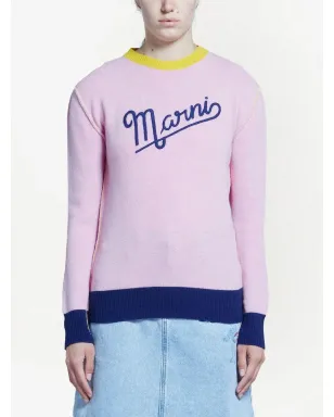 Marni 刺繍ロゴ入りコントラストトリム ニットセーター - サムネイル2