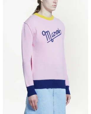 Marni 刺繍ロゴ入りコントラストトリム ニットセーター - サムネイル3