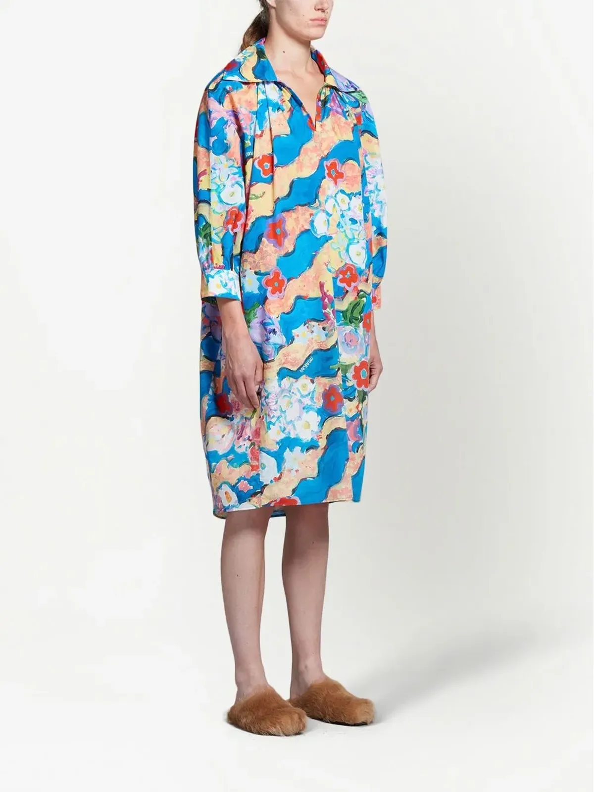 Marni グラフィックプリント コットン シャツドレス - Blue - 画像3