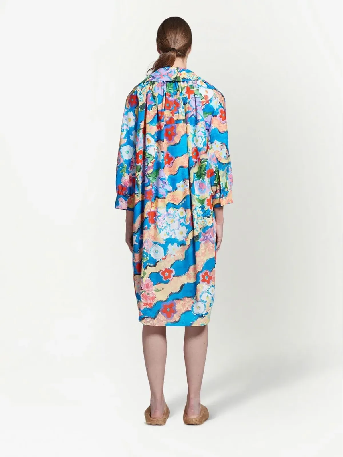 Marni グラフィックプリント コットン シャツドレス - Blue - 画像4
