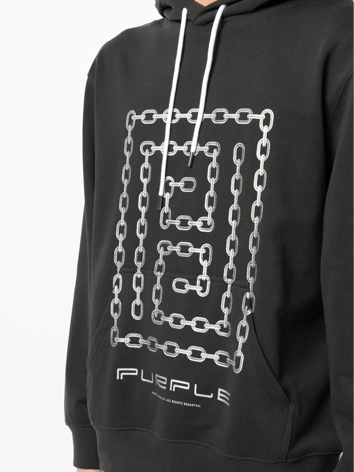 Purple Brand フレンチチェーンリンクプリント フーディ - 画像5