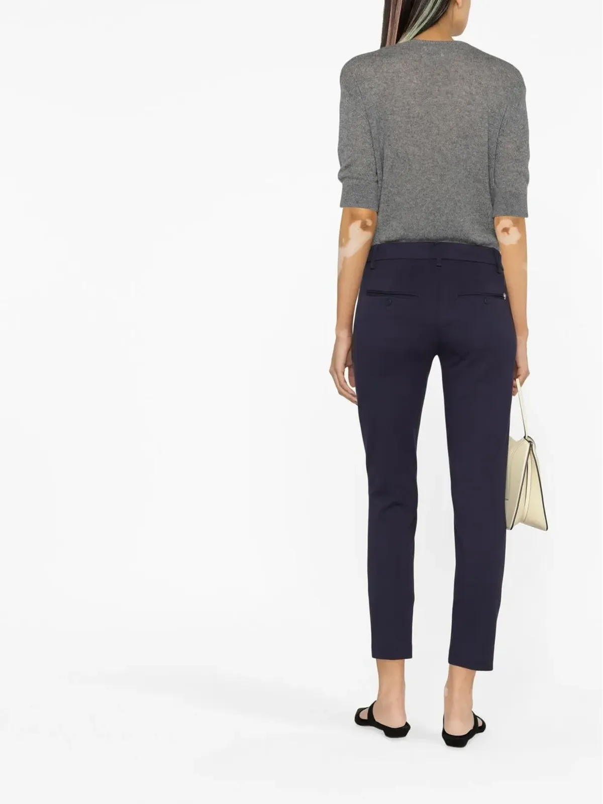 DONDUP スリムカット クロップドパンツ ブルー - 画像4