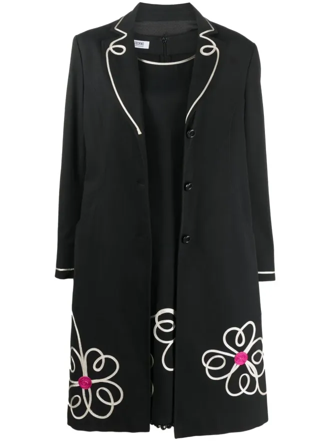 Moschino Pre-Owned Moschino Pre-Owned ビンテージ 2000年代 花柄モチーフ ドレスとコートのセット - ブラックの商品画像