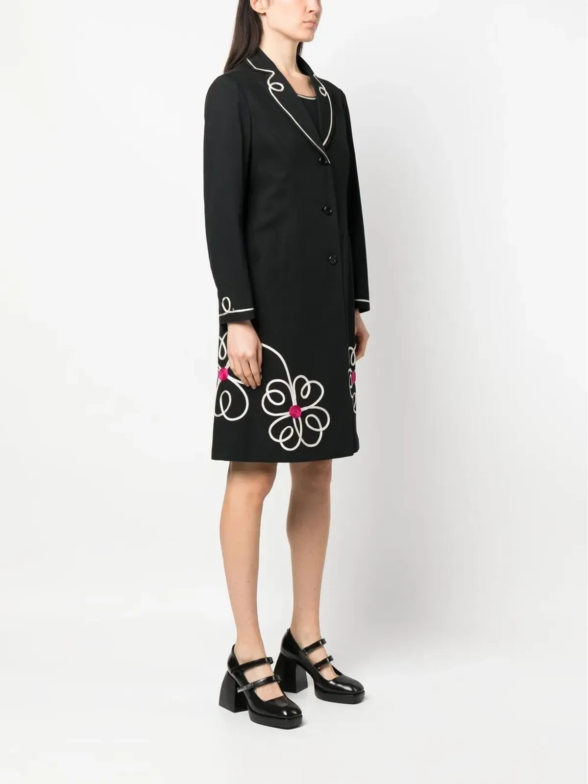 Moschino Pre-Owned ビンテージ 2000年代 花柄モチーフ ドレスとコートのセット - ブラック - 画像3
