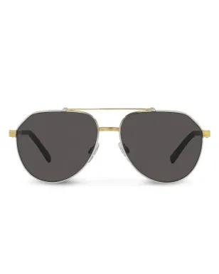 Dolce & Gabbana Eyewear パイロットフレーム ロゴ入りサングラス - ゴールド - サムネイル1