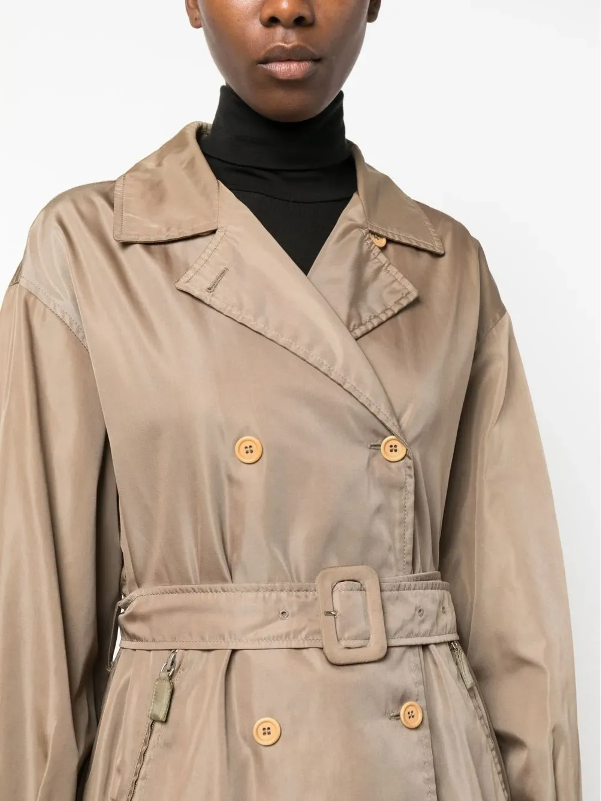 Prada Pre-Owned 2000s ダブルブレスト ベルト付き トレンチコート - ニュートラルカラー - 画像5