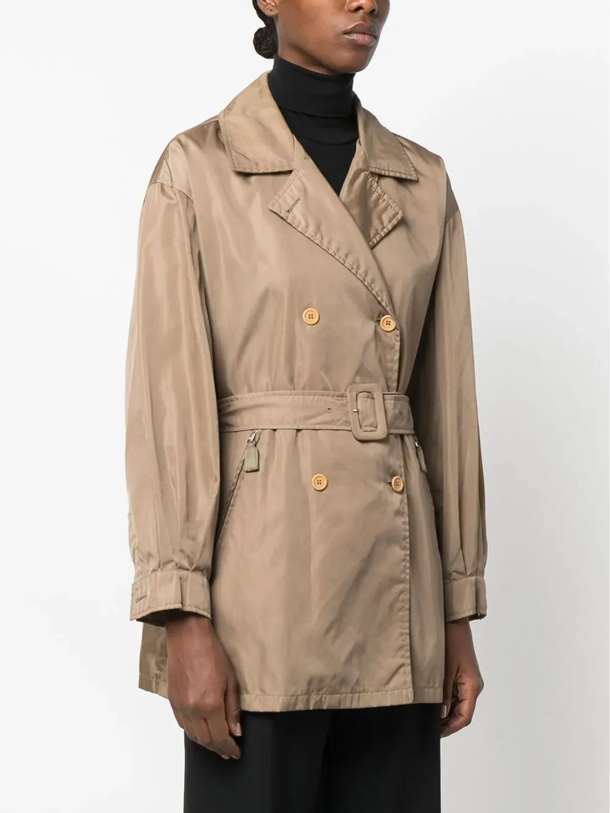 Prada Pre-Owned 2000s ダブルブレスト ベルト付き トレンチコート - ニュートラルカラー - 画像3