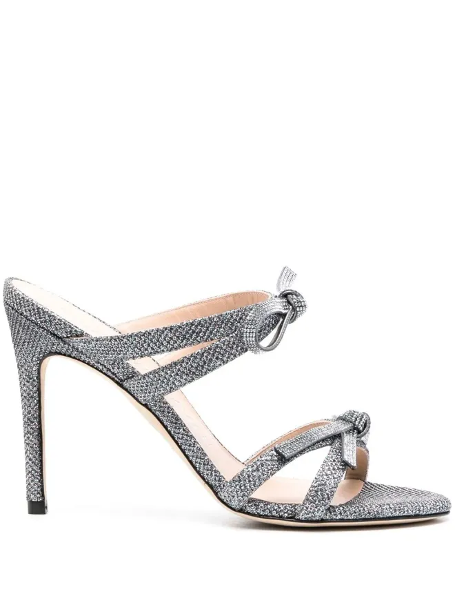 Stuart Weitzman Stuart Weitzman glittered bow-detail sandals - Silverの商品画像
