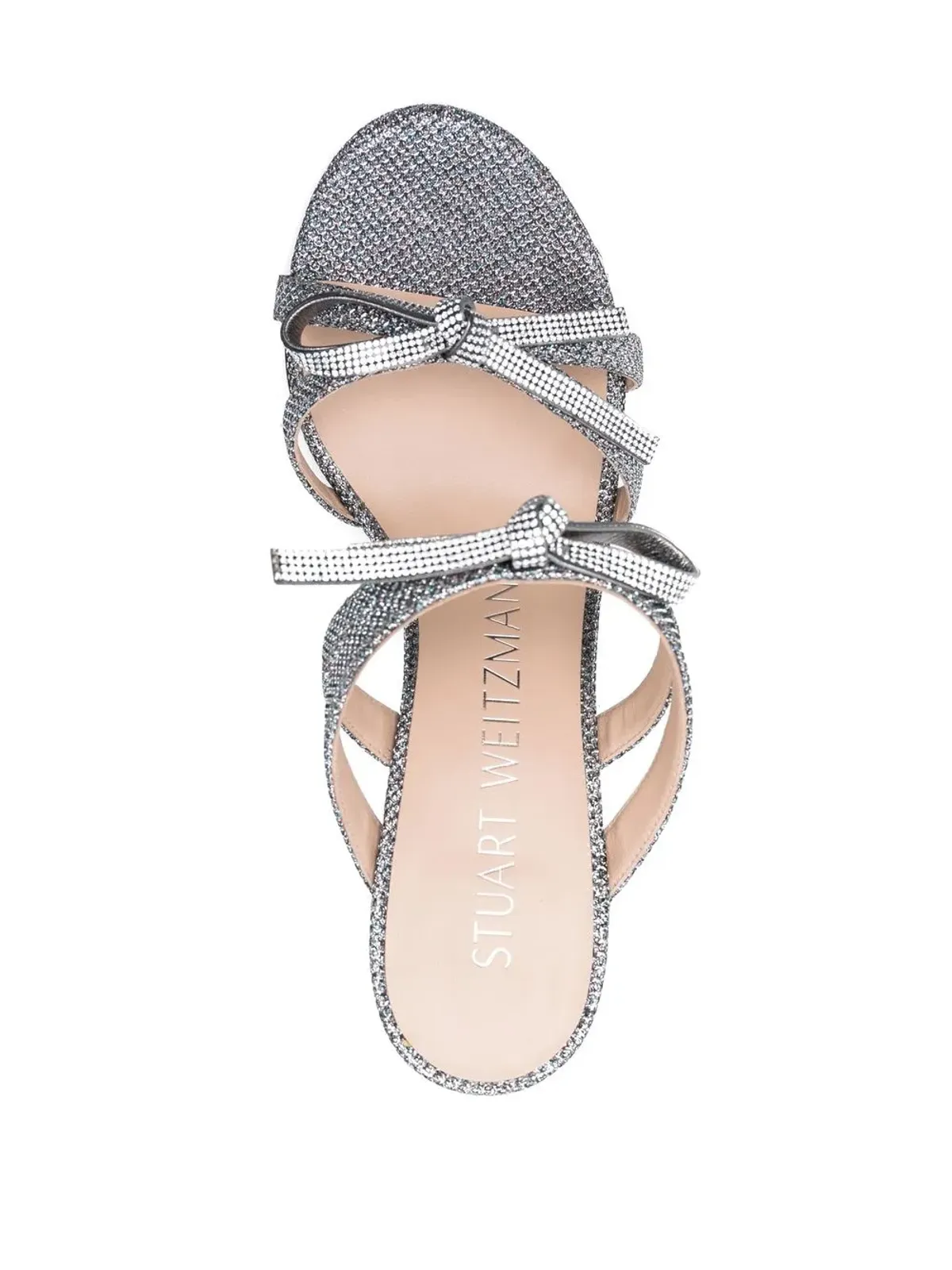 Stuart Weitzman glittered bow-detail sandals - Silver - 画像4