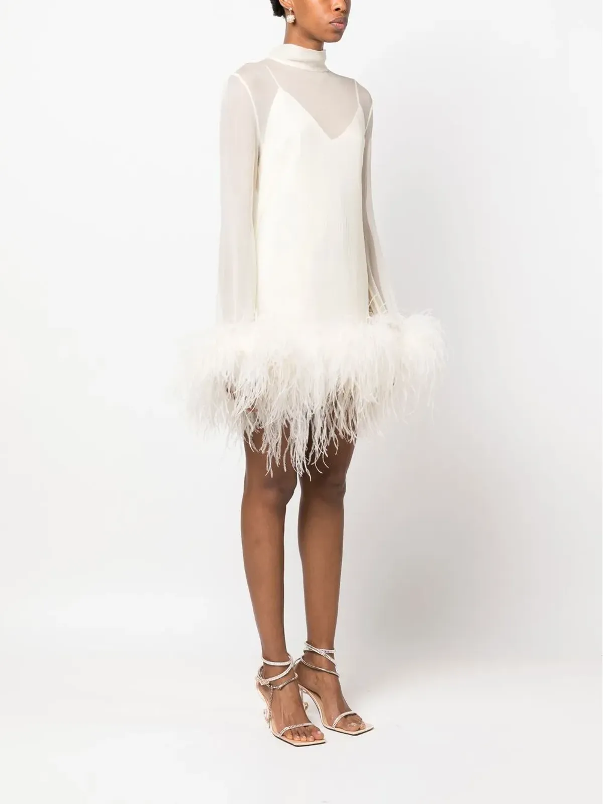 Taller Marmo Gina Spirito feather-trim minidress - 画像3