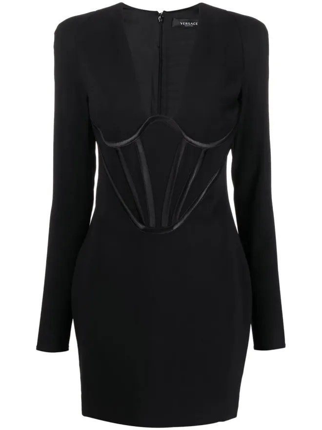 VERSACE Versace コルセット風ミニドレス ブラックの商品画像