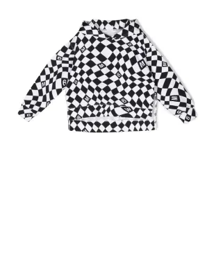 MM6 Maison Margiela Kids チェッカーロゴプリント コットン フーディ ブラック - サムネイル1